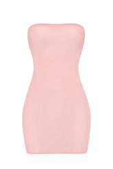 Soft Sheer-Mesh Bandeau Mini Slip Dress in Pink