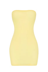 Soft Sheer-Mesh Bandeau Mini Slip Dress in Yellow