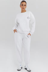 white crew neck sweatshirt