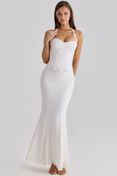 white broderie anglaise cotton maxi skirt
