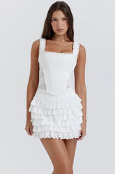 white layered mini skirt