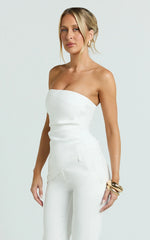 Paula Top - Strapless Asymmetrical Gathered Top in Off White