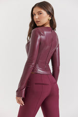wine vegan leather top