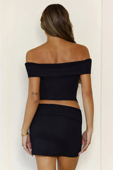 BASE Luxe Rib Off Shoulder Top Black