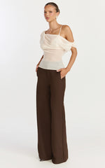 Milla Top - Georgette Asymmetric Draped Top in Cream