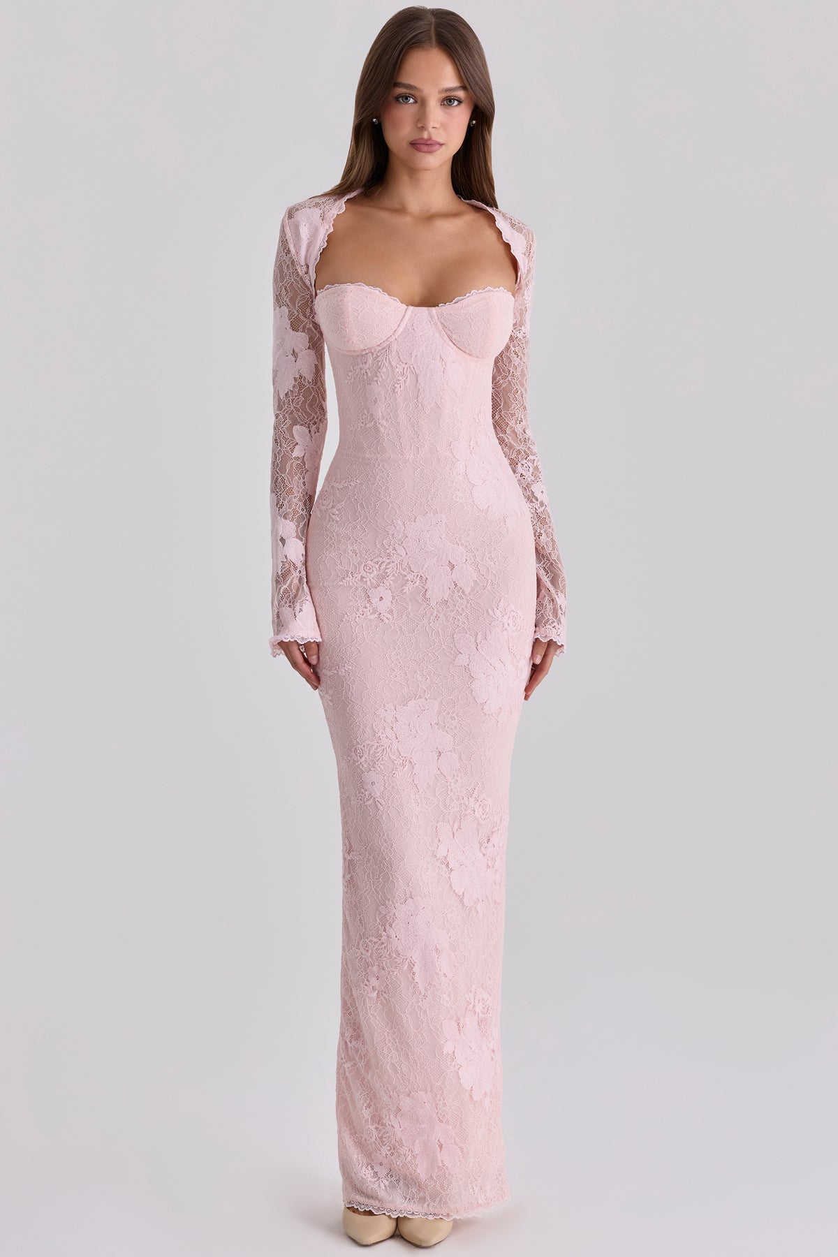 pink lace maxi dress
