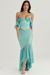 jade ruffle maxi skirt