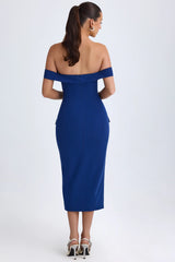 Off-Shoulder Midaxi Dress in True Navy