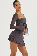 shadow floaty layered mini skirt