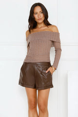 Pillowtalk Off Shoulder Top Mocha