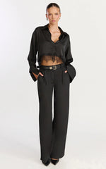 Tessa Pants - Elastic Back Pull On Tailored Pants in Black