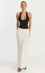 Charlotte Maxi Skirt - Polka Dot Skirt in White & Black Polka Dots