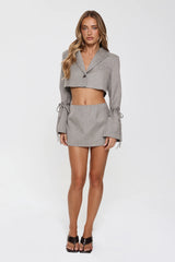 Desk To Dazzle Cropped Blazer Grey