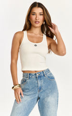 Elara Top - Scoop Neck Tank Top in White