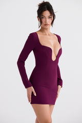 merlot plunge corset dress