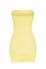 Soft Sheer-Mesh Bandeau Mini Slip Dress in Yellow