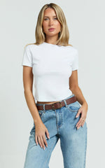 Georgina Top - Crew Neck Short Sleeve Baby Tee in White