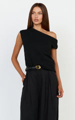 Marilou Top - Knit Off Shoulder Top in Black