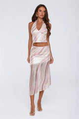 Sparkle Vibes Only Sequin Midi Skirt Multi