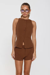 Structure Tailored Vest Top Brown