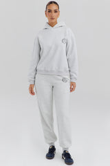 light grey marl fleece back jogging trousers
