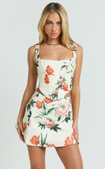 Tracey Top - Paneled Front Lace Back Corset Top in Rustic Floral