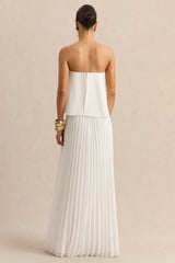 Saralyn White Bandeau Maxi Dress With Pleated Skirt