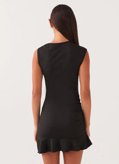 Katy Frill Mini Dress - Black