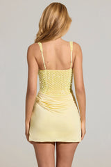 Embellished Corset Mini Dress  in Lemon Yellow