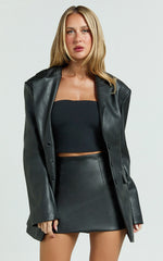 Prague Jacket - Two Button PU Blazer in Black