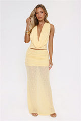 Hola Chica Cowl Neck Knit Top Yellow