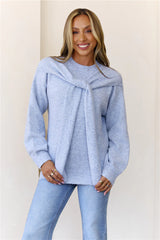 Shoulder Tie Sweater Blue