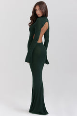 forest green knit maxi dress