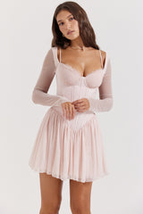soft peach corset mini dress