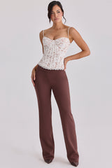 espresso brown straight leg trousers