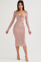 blush cutout midi dress