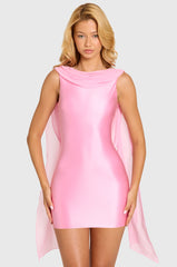 Satin Draped Mini Dress in Blossom