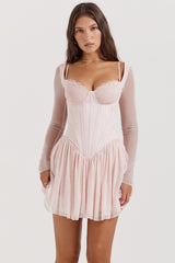 soft peach corset mini dress