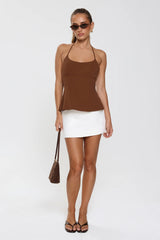 Modern Preppy Tailored Halter Top Brown
