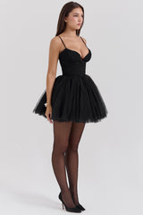 black tulle mini dress