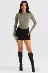black sculpting mini skirt