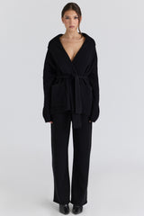 black cashmere + wool trousers