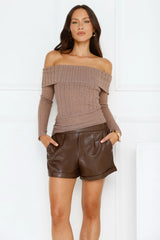 Pillowtalk Off Shoulder Top Mocha