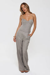 Classic Power Tailored Top Grey Pinstripe