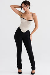 beige satin underwired corset