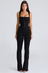 black stretch trousers