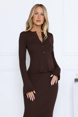 After Dark Charm Long Sleeve Top Brown