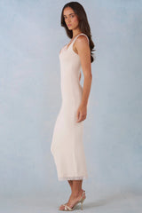 Modal Lace-Trim Midaxi Dress in Ivory
