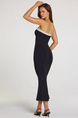 Modal Lace-Trim Midaxi Dress in Black