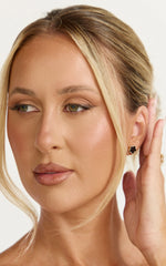 Yvette Earrings - Clover Stud Earrings in Gold/Black